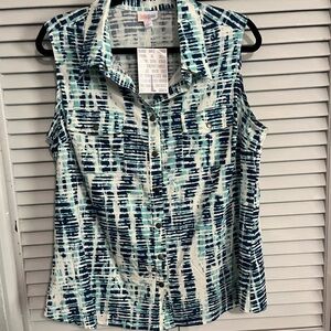 Sleeveless Blue Patterned Top